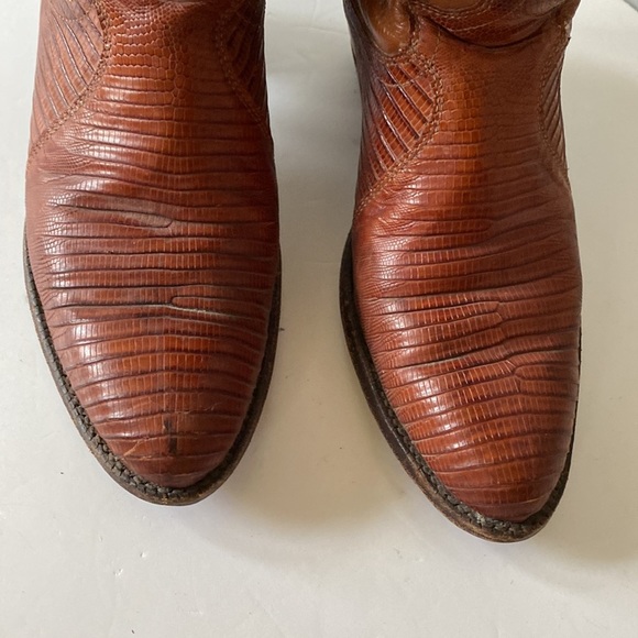 VINTAGE Justin brown cognac leather western cowboy boots - Picture 2 of 10